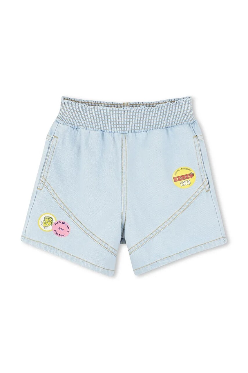 Detské rifľové krátke nohavice Kenzo Kids s potlačou, K61039