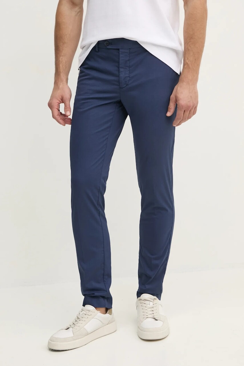 Nohavice Hackett London pánske, tmavomodrá farba, strih chinos, HM212694R