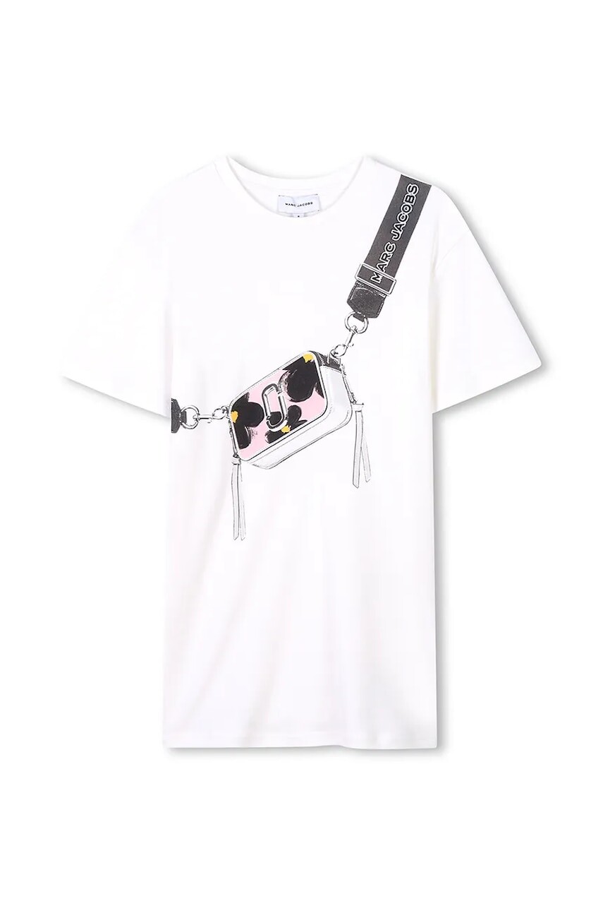 Dievčenské bavlnené šaty Marc Jacobs ružová farba, mini, rovný strih, W60530