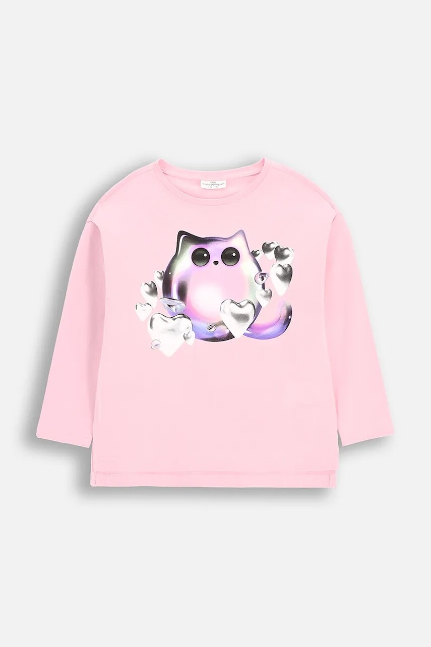 Detské tričko s dlhým rukávom Coccodrillo ružová farba, COSMIC GIRL KIDS