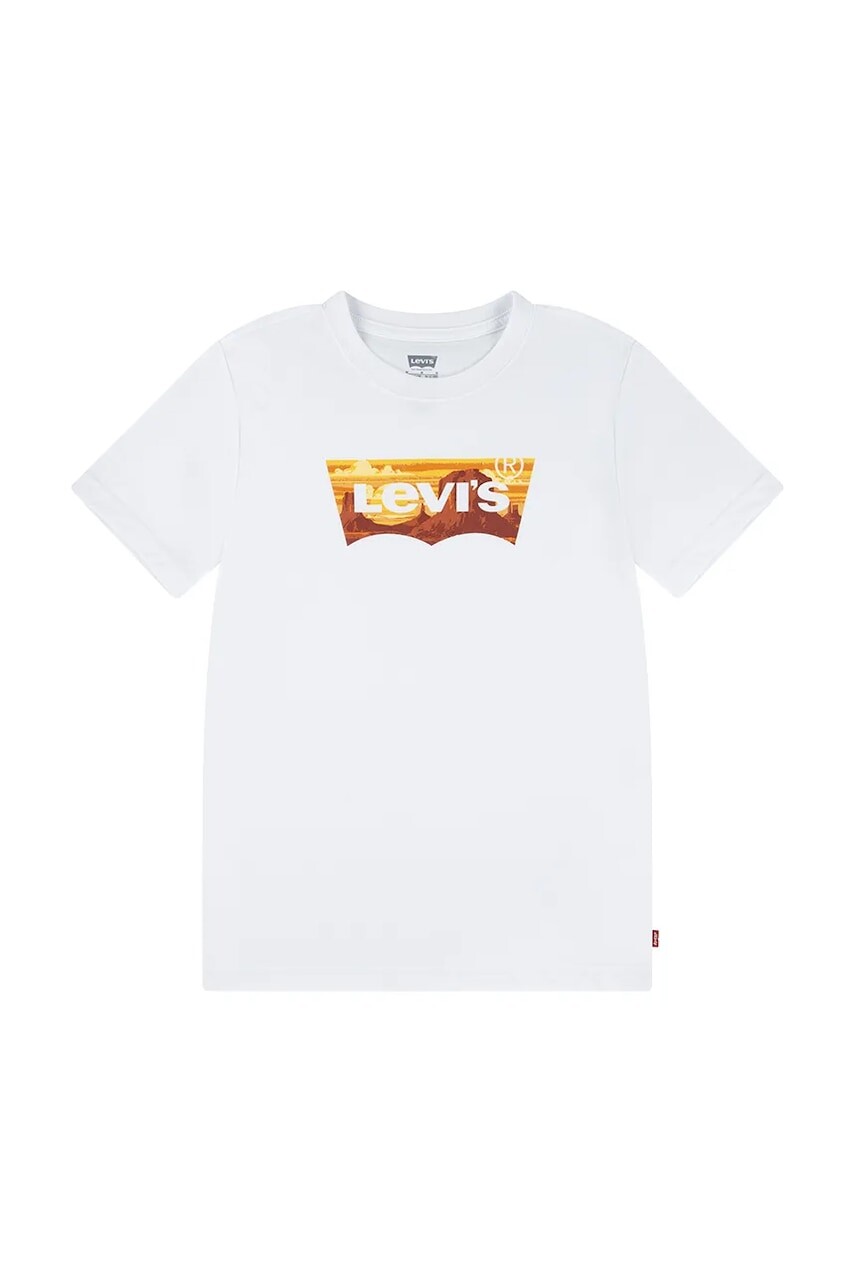 Detské tričko Levi's GOLDEN GLOW BATWING TEE biela farba, s potlačou, 8EM295