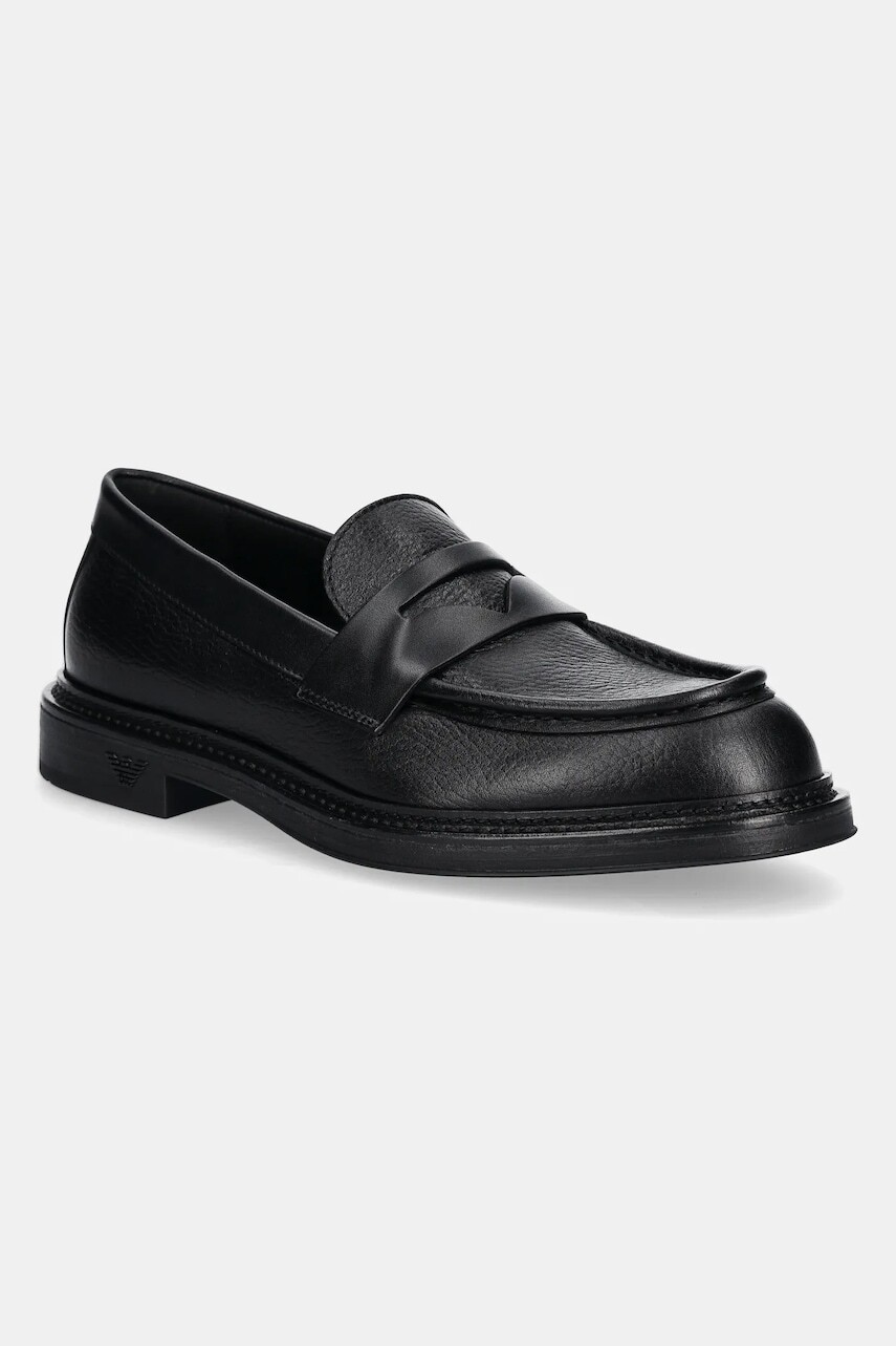 Kožené mokasíny Emporio Armani pánske, čierna farba, X4A190 XR207 K001