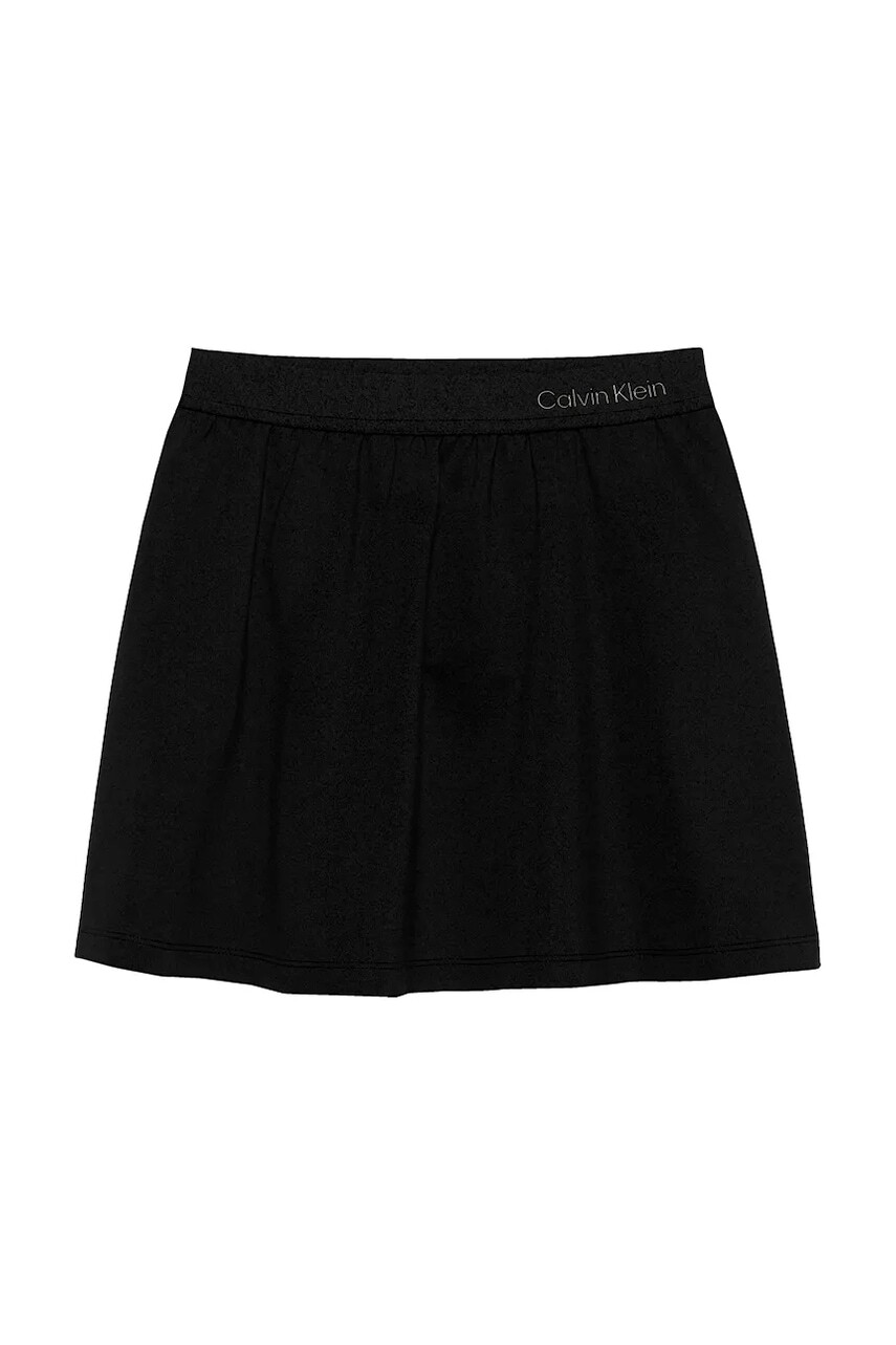 Dievčenská sukňa Calvin Klein Jeans čierna farba, mini, áčkový strih, IG0IG02895