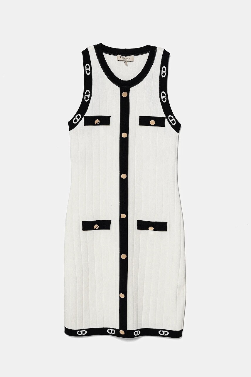 Dievčenské šaty Twinset biela farba, mini, priliehavá, 251GJ3QW5