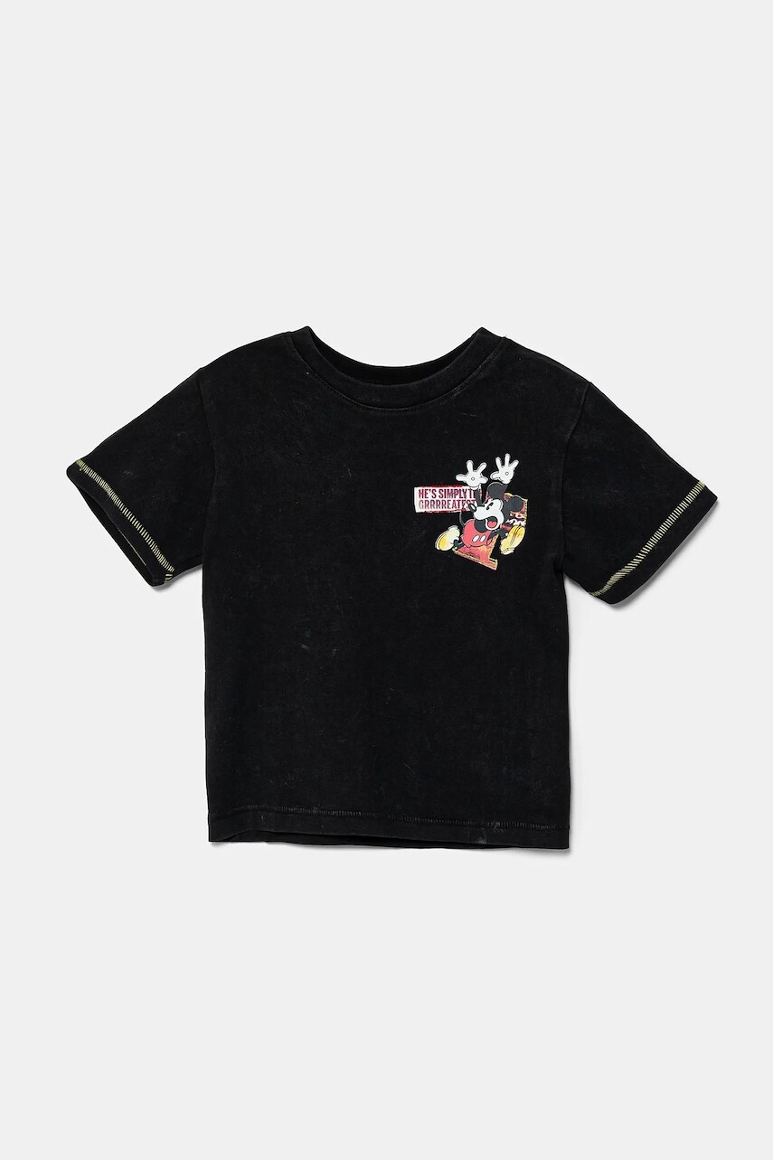 Detské bavlnené tričko Desigual x Disney čierna farba, s potlačou, 25SBTK11