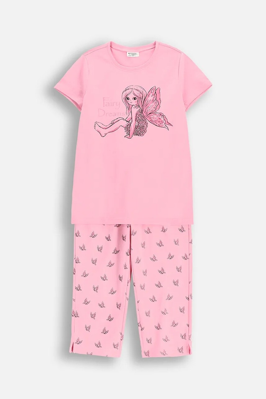 Detské bavlnené pyžamo Coccodrillo ružová farba, vzorované, PYJAMAS
