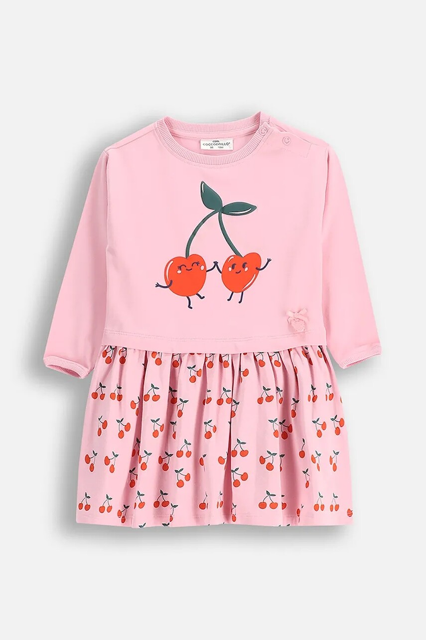 Šaty pre bábätká Coccodrillo ružová farba, mini, áčkový strih, MAXITROPIC GIRL NEWBORN