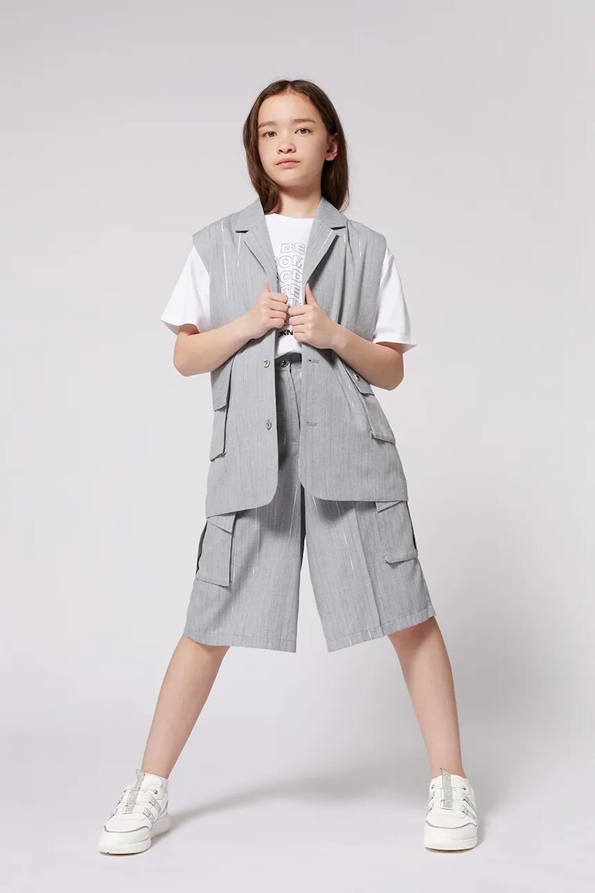 Detské krátke nohavice Dkny šedá farba, jednofarebné, D62274