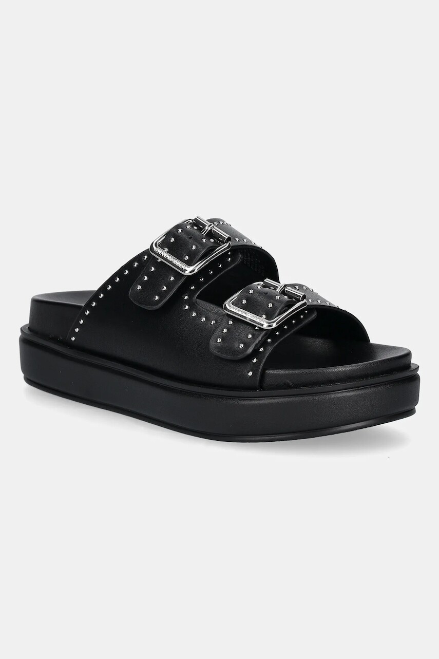 Kožené šľapky Steve Madden Freelance dámske, čierna farba, na platforme, SM11003598
