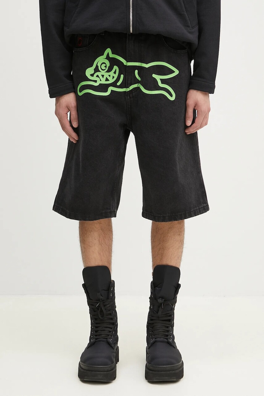 Bavlnené rifľové šortky ICECREAM Running Dog Denim Shorts pánske, čierna farba, ICD25103