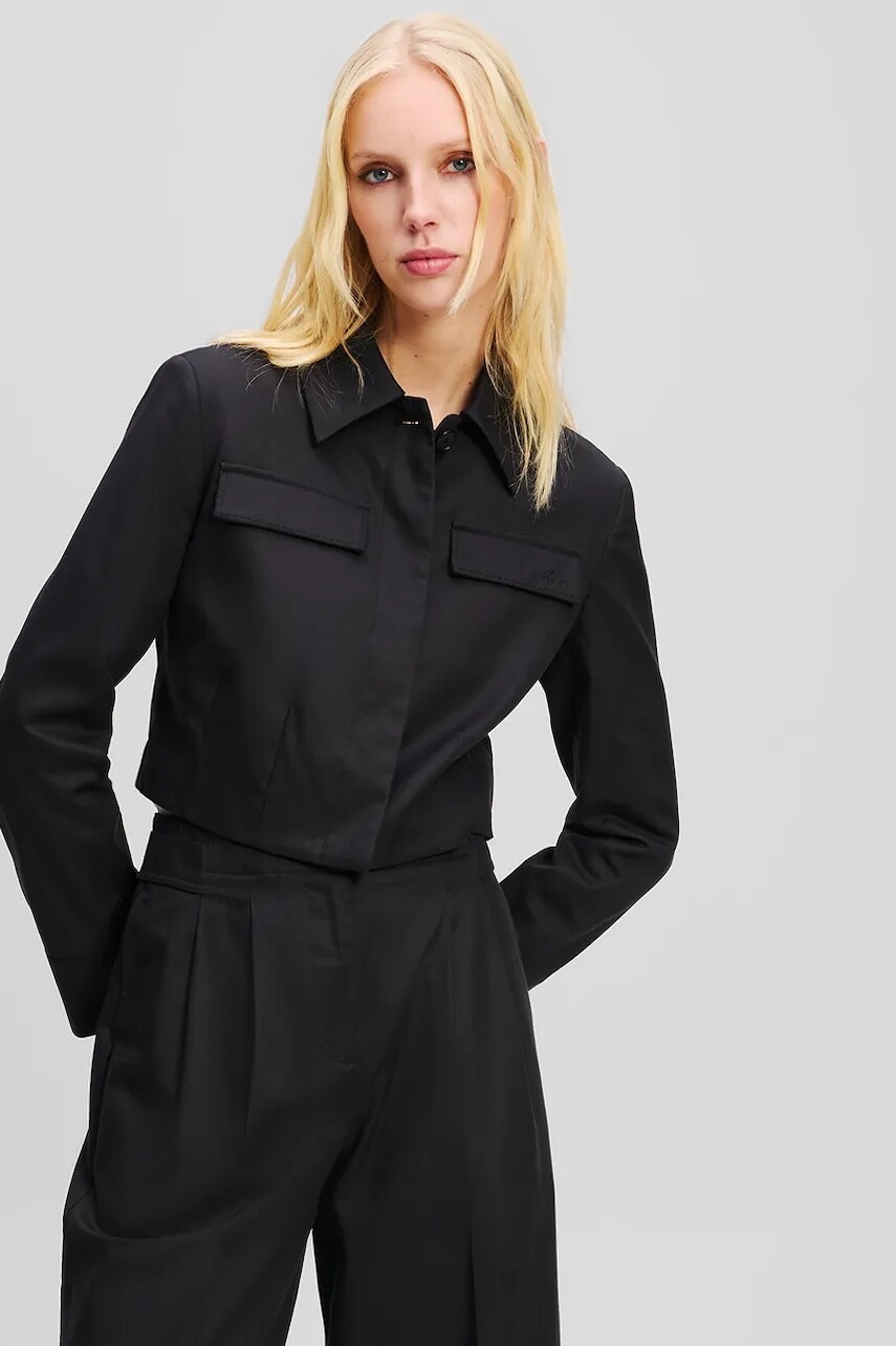 Bunda Karl Lagerfeld čierna farba, prechodná, A2W14006