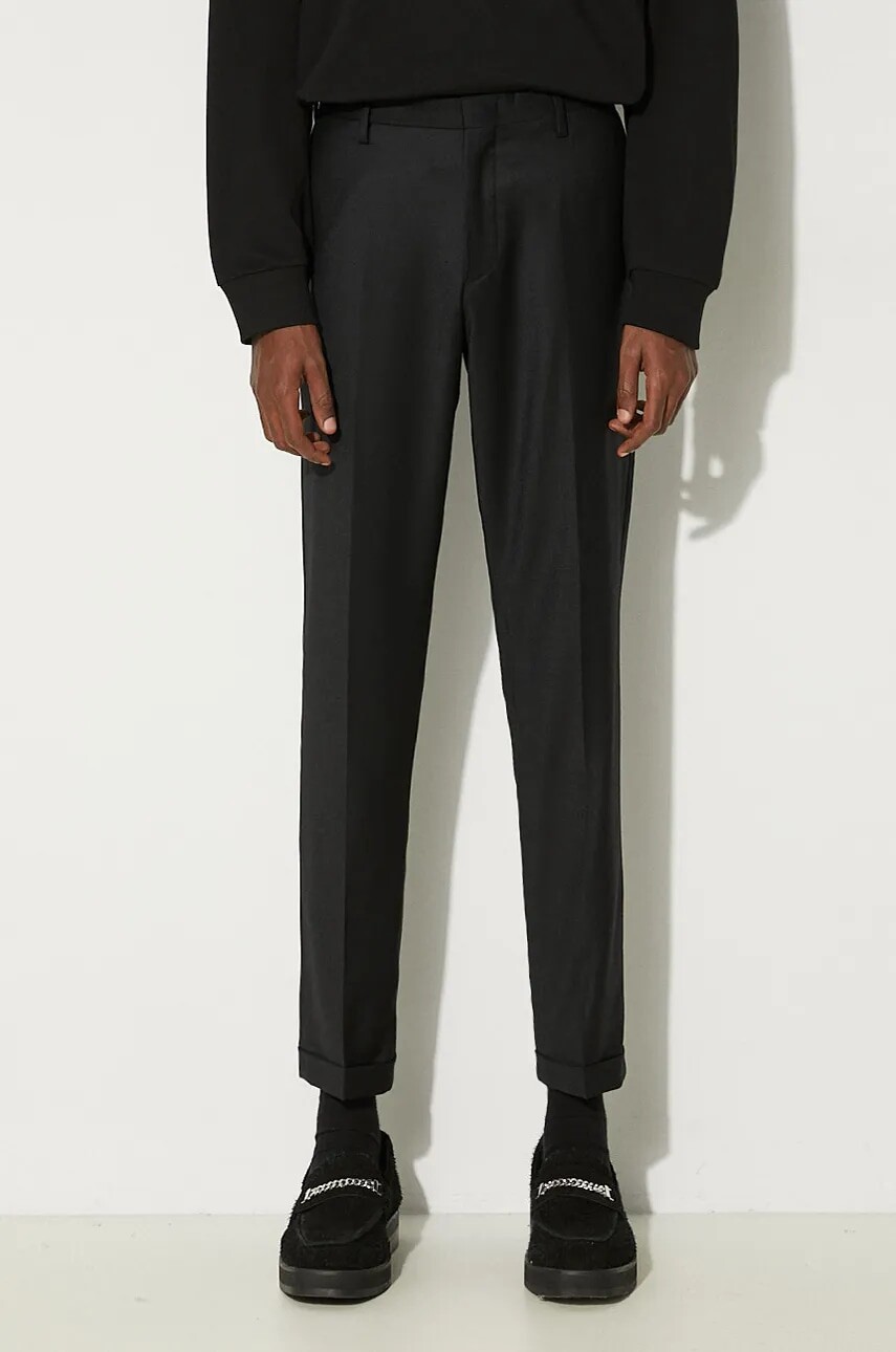 Vlnené nohavice Paul Smith čierna farba, strih chinos, M1R-150M-N00109