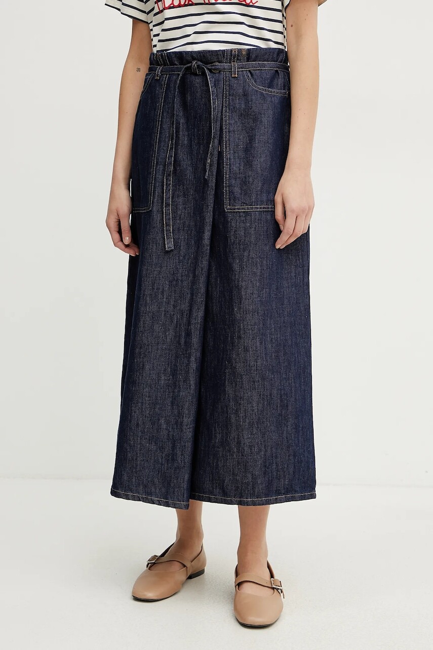 Sukňa Weekend Max Mara tmavomodrá farba, midi, rovný strih, 2515101082600