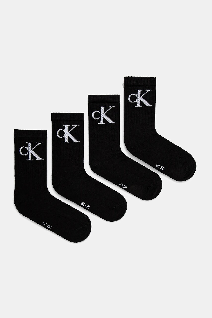 Ponožky Calvin Klein Jeans 4-pak dámske, čierna farba, 701232678