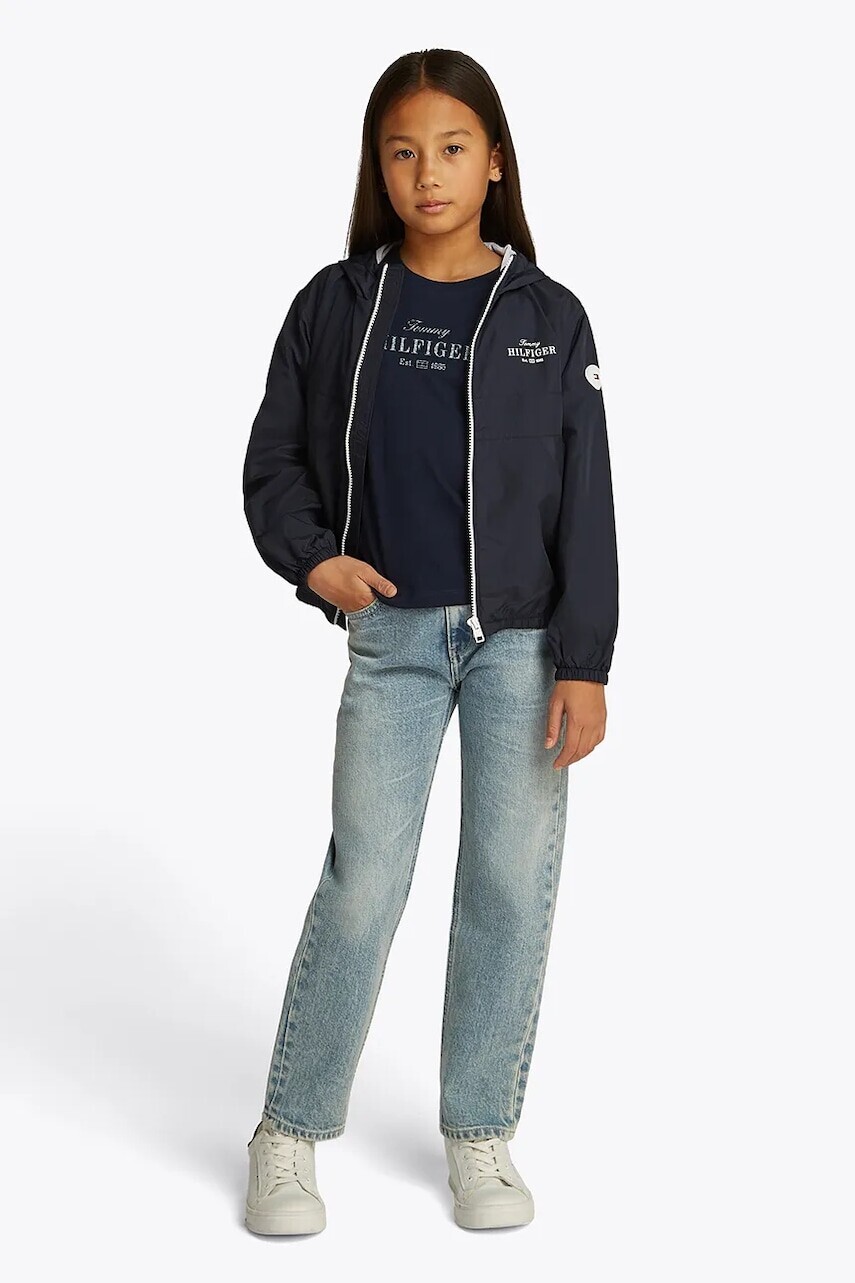 Detská bunda Tommy Hilfiger tmavomodrá farba, KG0KG08580