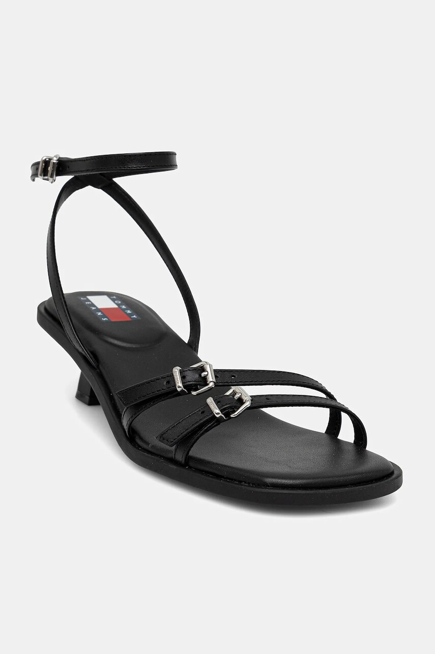 Kožené sandále Tommy Jeans THE NOHO SANDAL čierna farba, EN0EN02779