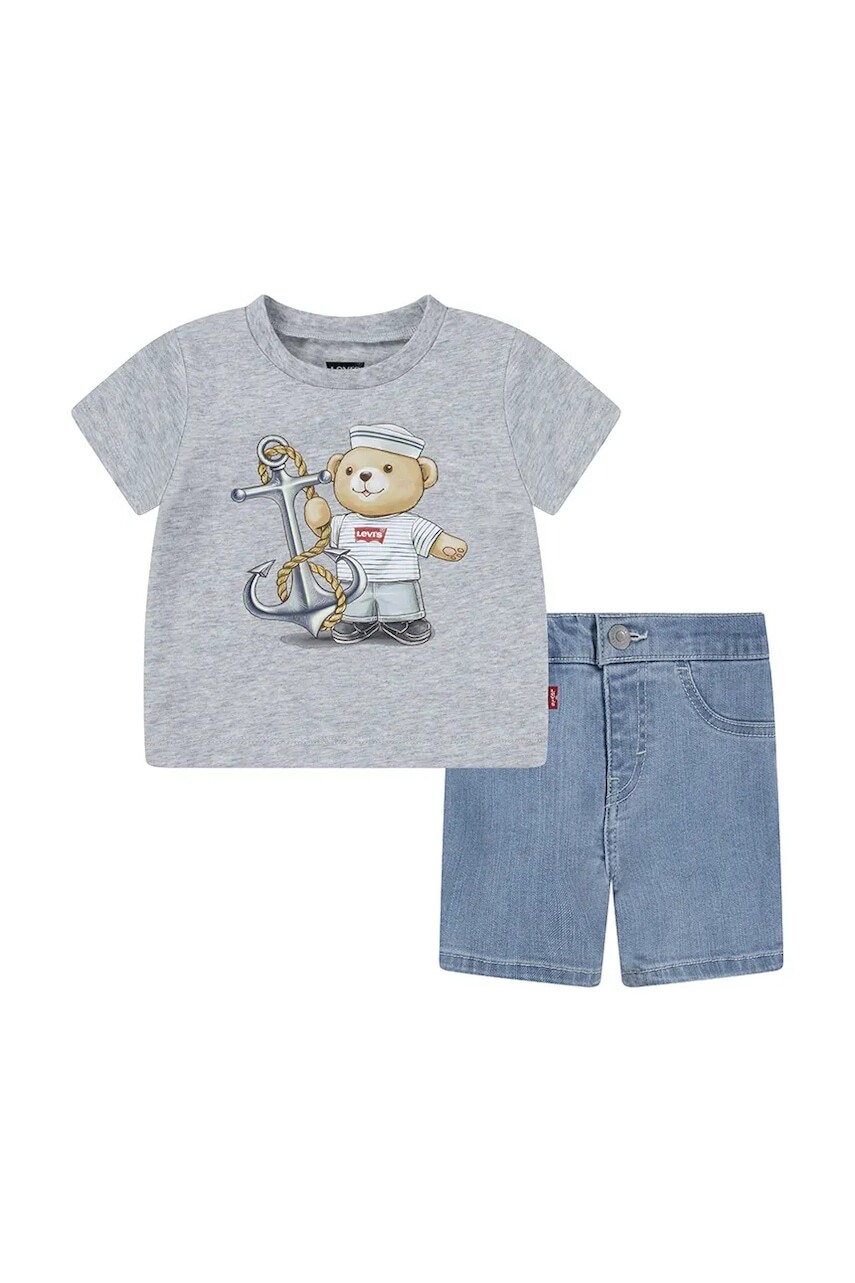 Sada pre bábätká Levi's LEVI ANCHOR TEE DENIM SET šedá farba, 6EM693