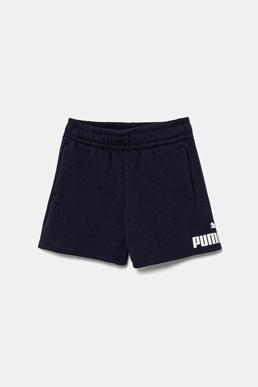 Detské krátke nohavice Puma ESS No. 1 Logo Shorts TR tmavomodrá farba, nastaviteľný pás 684935