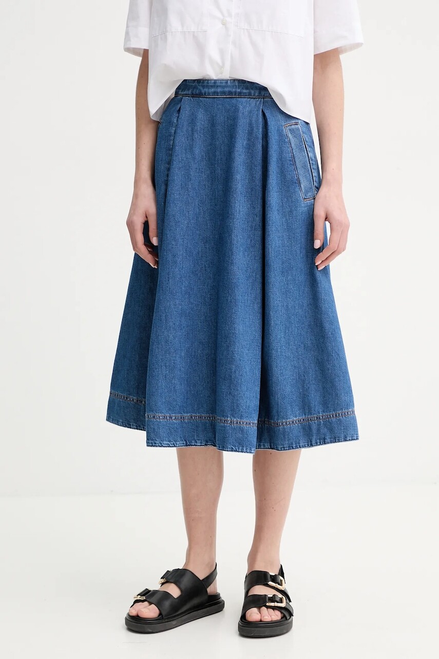 Rifľová sukňa Weekend Max Mara midi, áčkový strih, 2515101016600