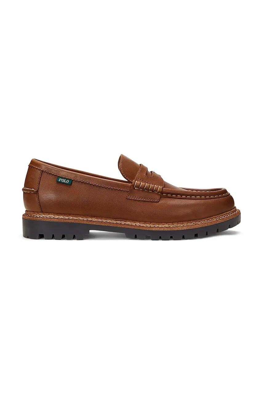 Kožené mokasíny Polo Ralph Lauren Jett Penny pánske, hnedá farba, 803961420002