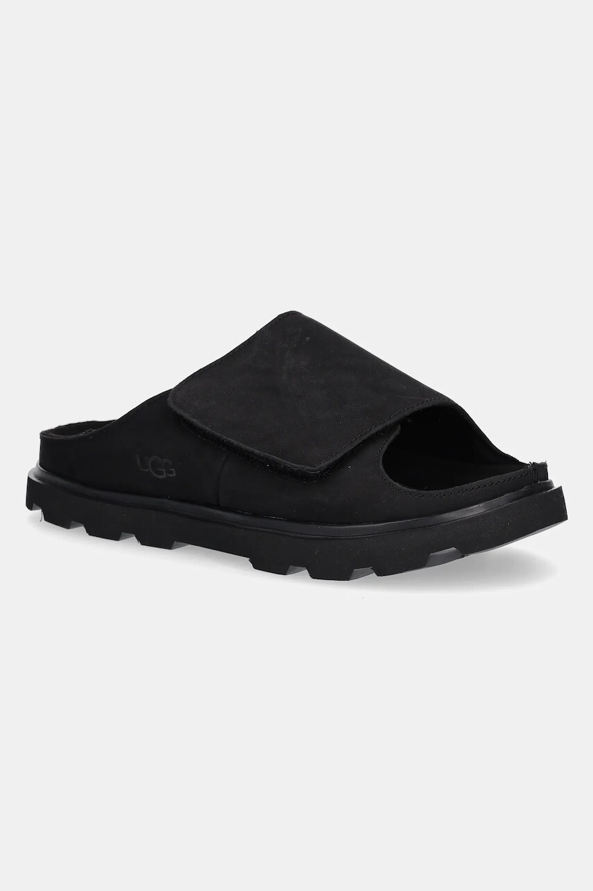Nubukové šľapky UGG Solano Slide pánske, čierna farba, 1167651-BLK