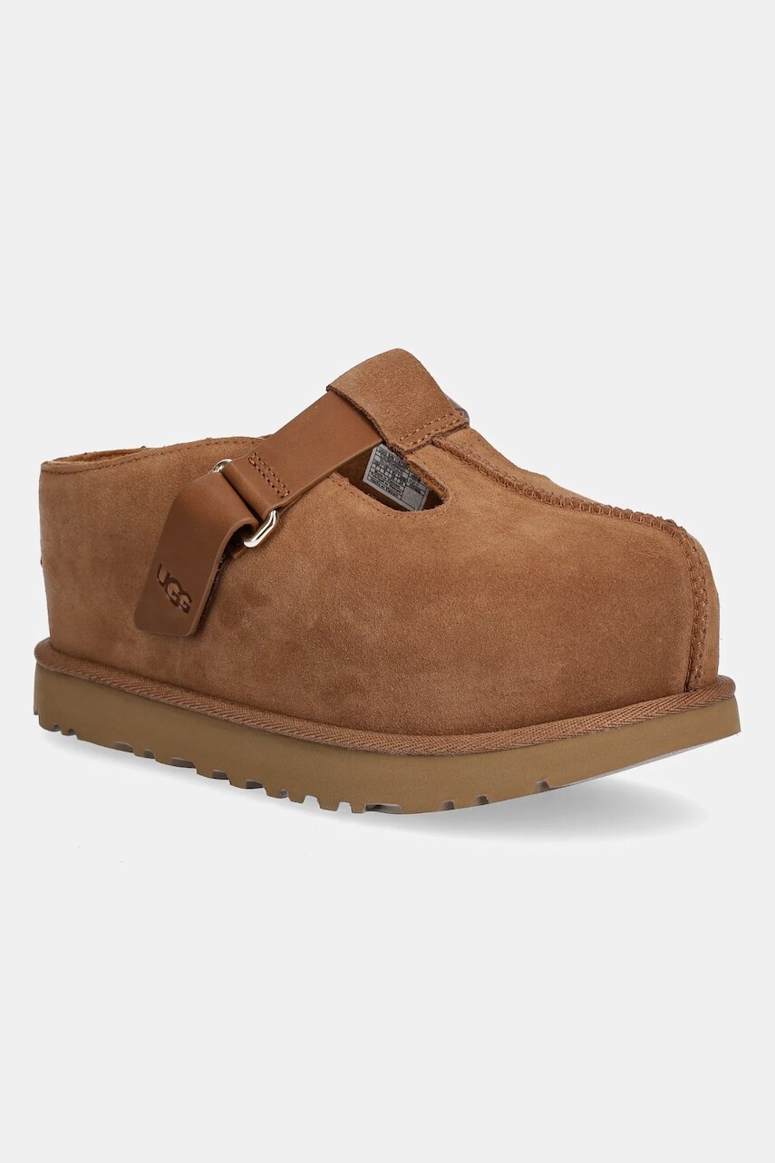 Šľapky UGG Goldenstar Hi Clog dámske, hnedá farba, na platforme, 1167550-CHE
