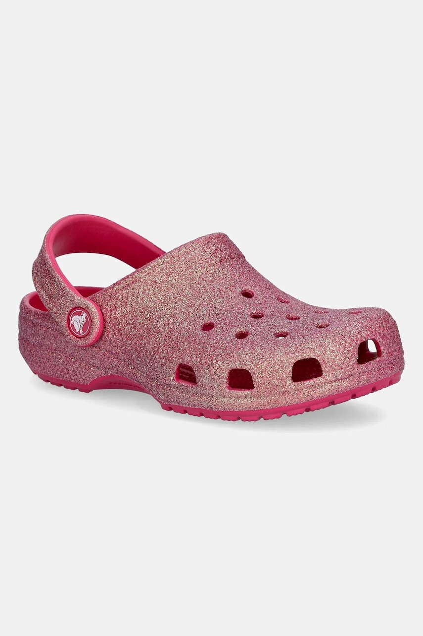 Šľapky Crocs CLASSIC IRIDESCENT GLITTER CLOG KIDS ružová farba, 210986