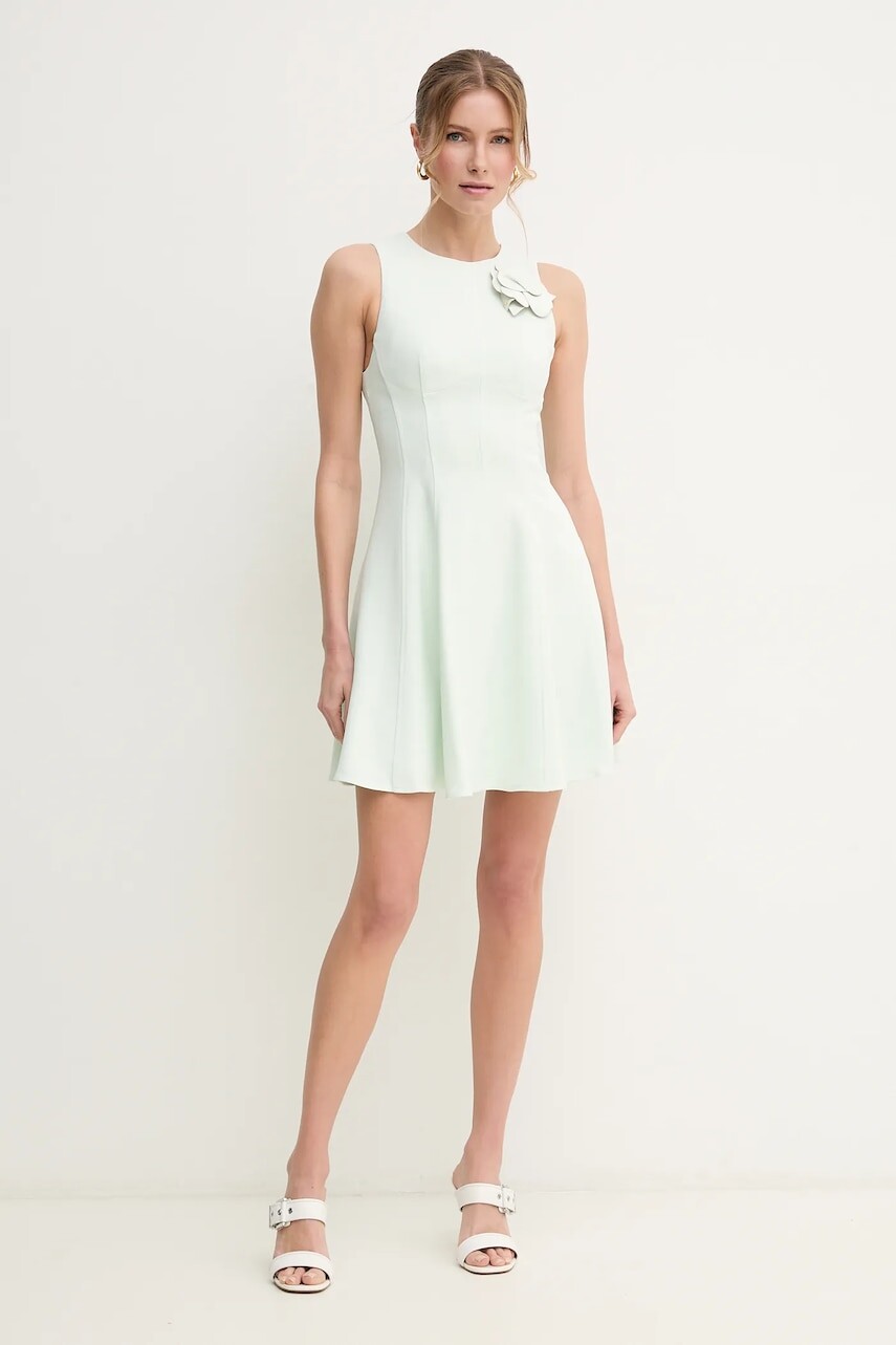 Šaty Elisabetta Franchi zelená farba, mini, áčkový strih, AB76351E2
