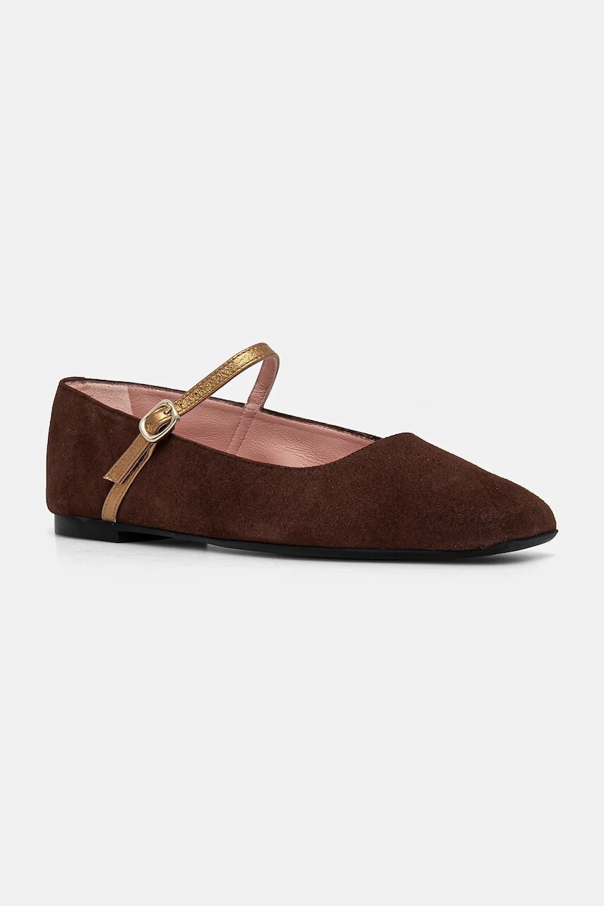 Semišové baleríny Pretty Ballerinas Camille hnedá farba, 52217_A