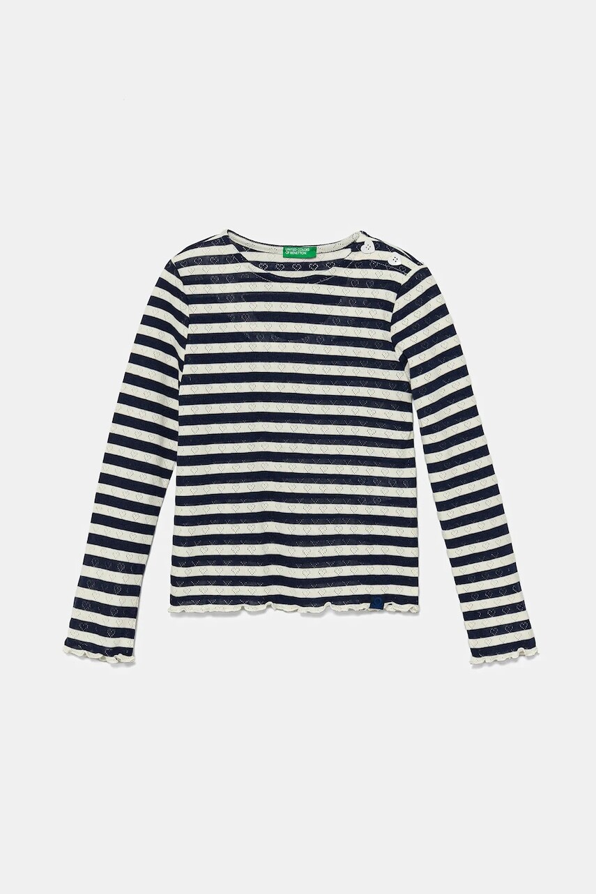 Detské tričko s dlhým rukávom United Colors of Benetton tmavomodrá farba, 33LQC10OM