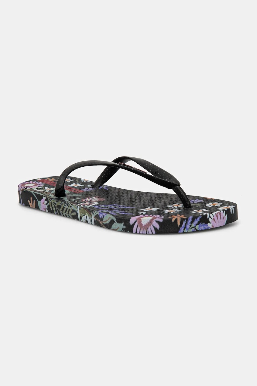 Šľapky Ipanema VERAO TROPIC dámske, čierna farba, na plochom podpätku, 27197-BB267