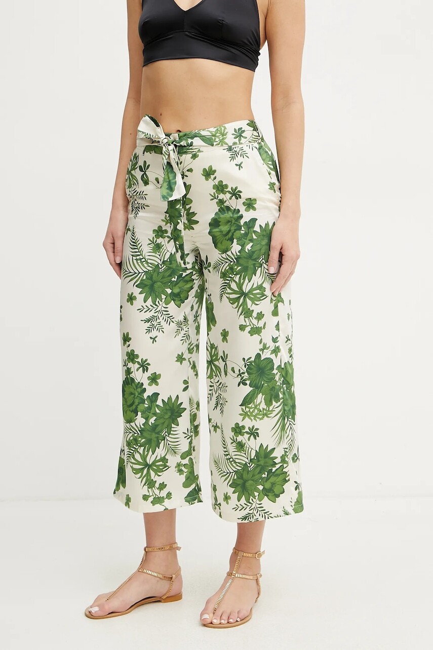 Nohavice Marella Emme by Marella dámske, béžová farba, široké, vysoký pás, 2515131162200