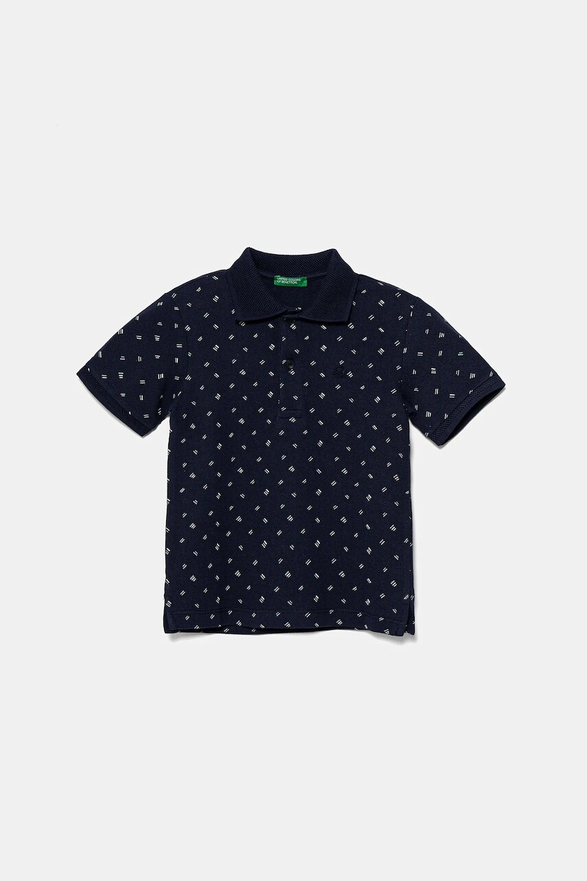 Detská bavlnená polokošeľa United Colors of Benetton tmavomodrá farba, vzorovaný, 3H35G300X