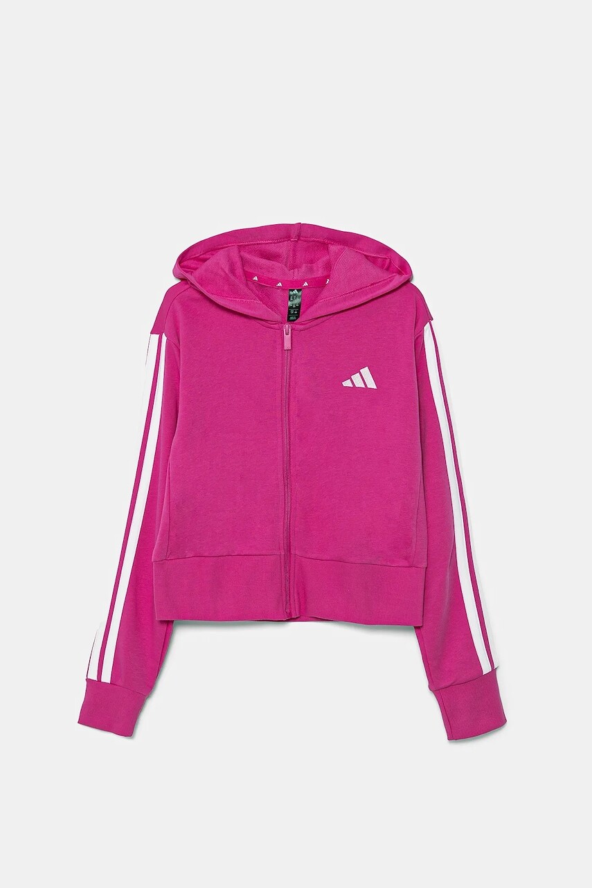 Detská mikina adidas ružová farba, s kapucňou, s nášivkou, JD8165
