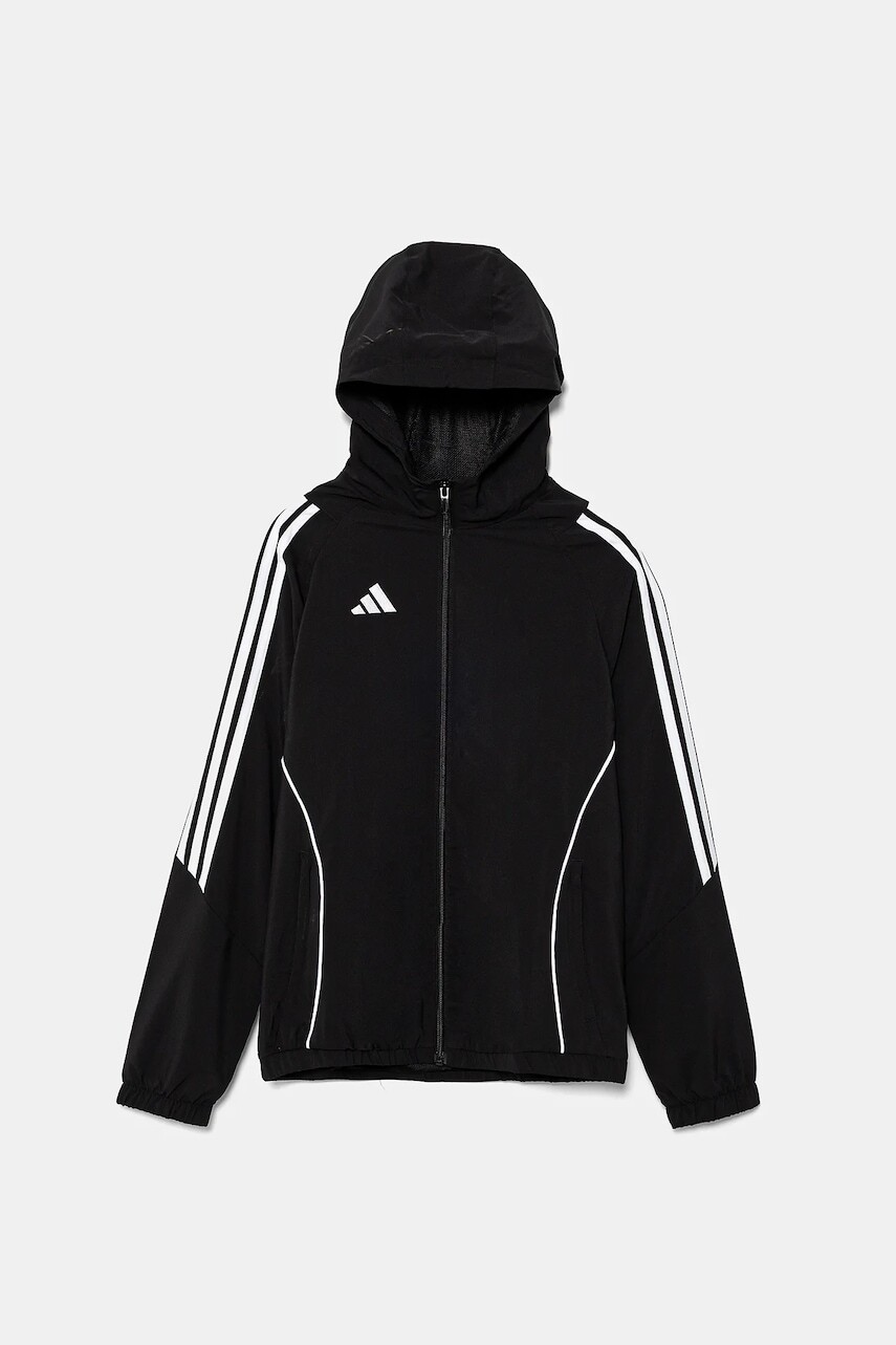 Detská mikina adidas Performance čierna farba, s kapucňou, s nášivkou, IM8798