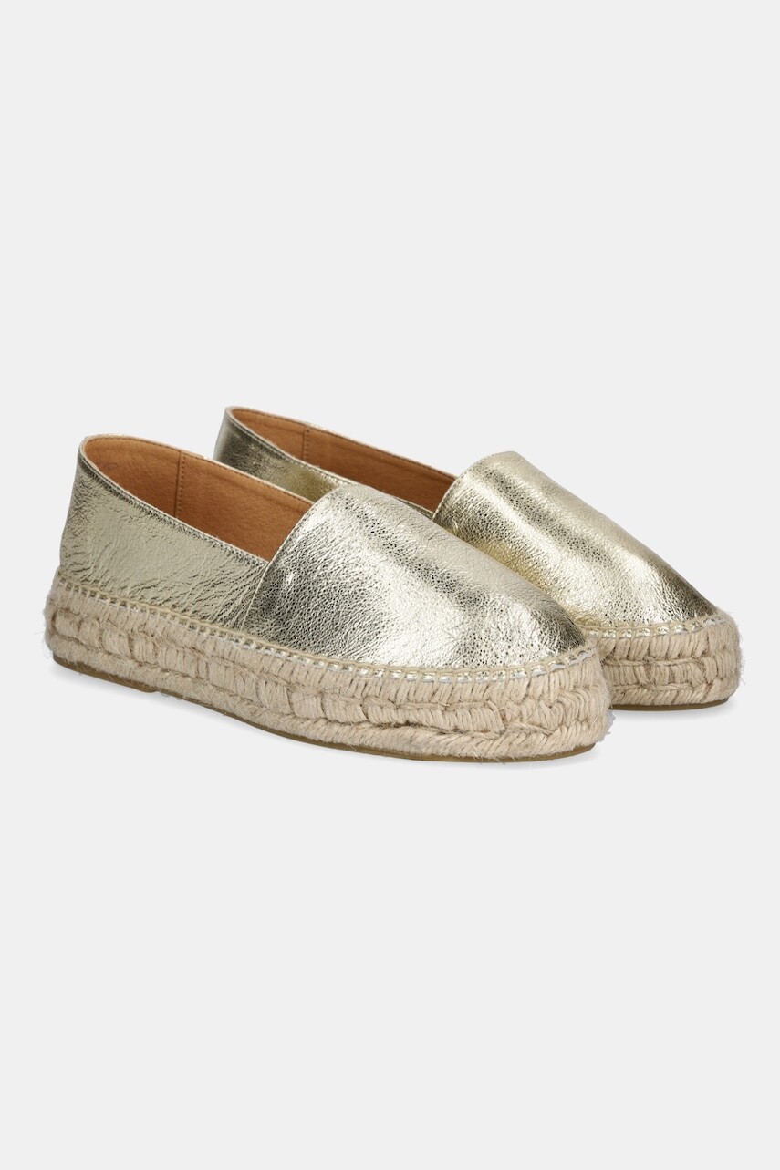 Kožené espadrilky Answear.LAB zlatá farba, na platforme