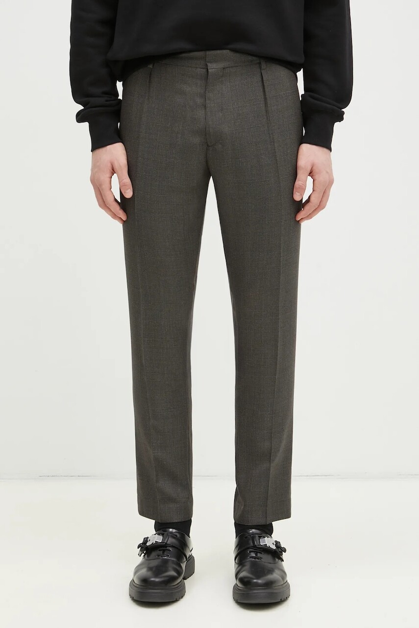 Vlnené nohavice Paul Smith zelená farba, strih chinos, M1R-056Z-P02569