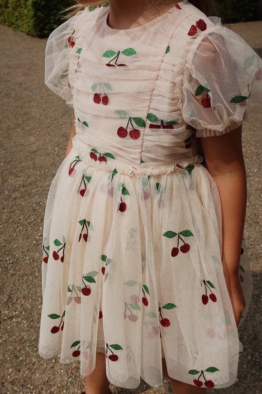 Šaty Konges Sløjd TULLIE DRESS béžová farba, mini, áčkový strih, KS103185