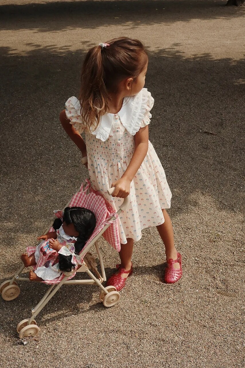 Šaty Konges Sløjd MIDSUMMER DRESS GOTS béžová farba, maxi, áčkový strih, KS103184