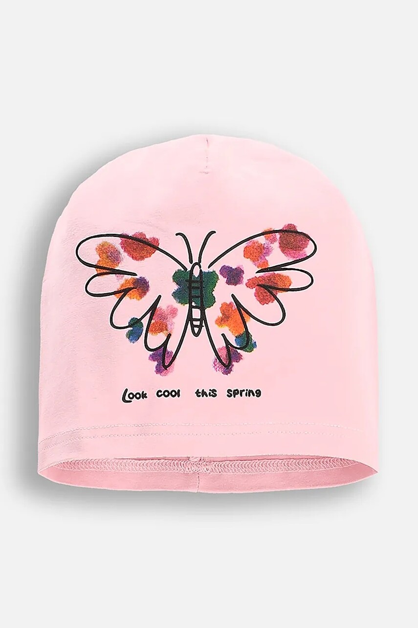 Čiapka Coccodrillo ružová farba biela, z tenkej pleteniny, bavlnené, ACCESSORIES SPRING GIRL