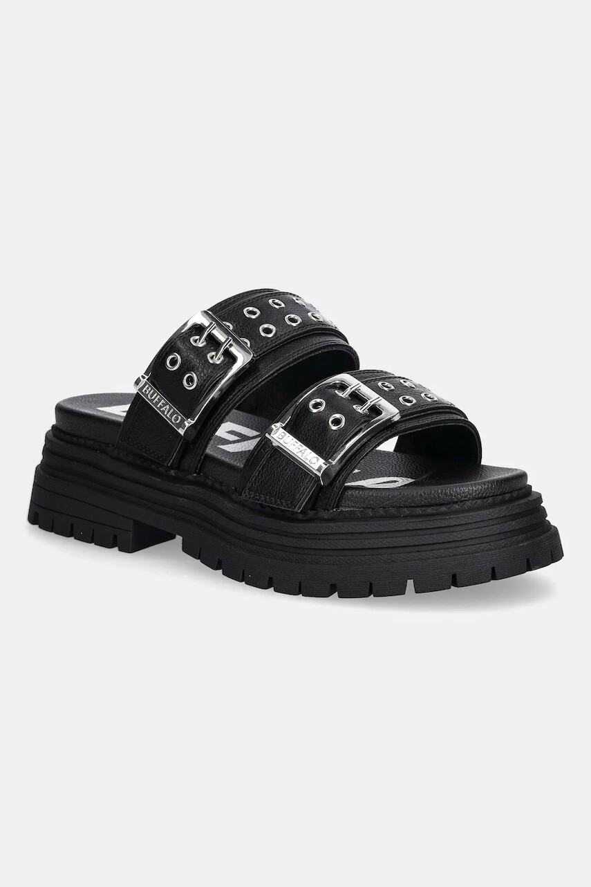 Šľapky Buffalo Lennox Loop čierna farba, na platforme, 1602270-BLK