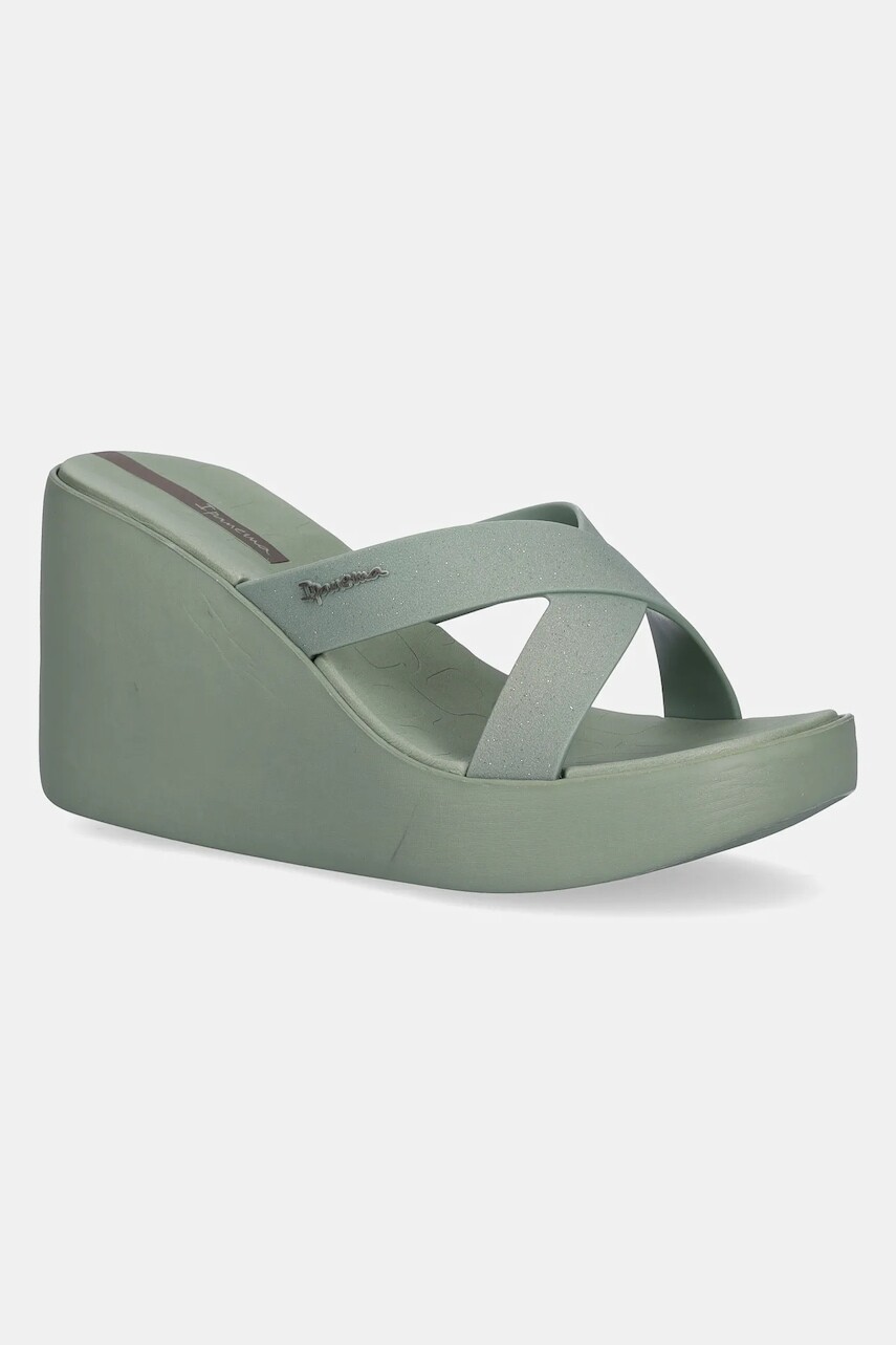 Šľapky Ipanema HIGH FASHION zelená farba, na kline, 83646-BD680