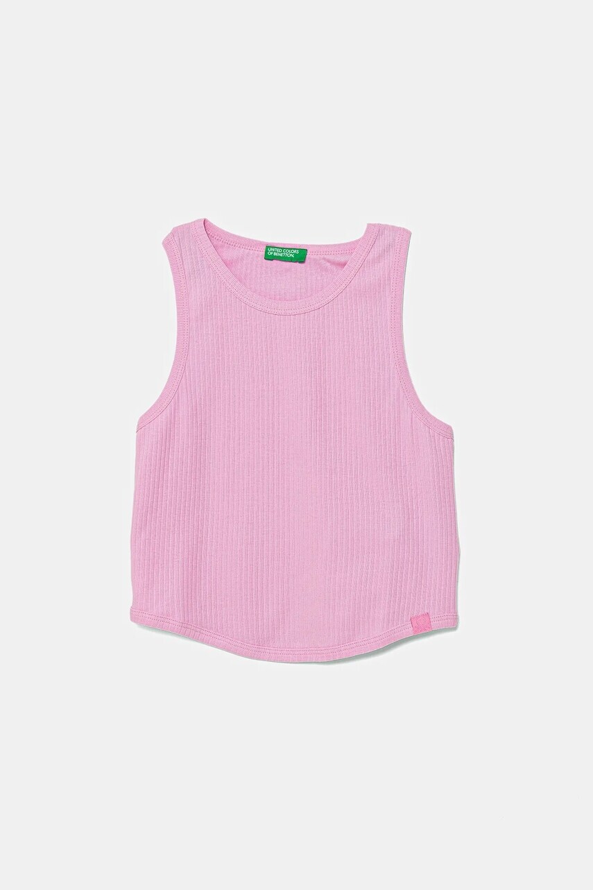 Detský bavlnený top United Colors of Benetton ružová farba, 31H3CH01F