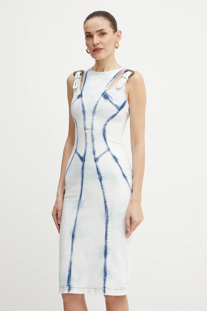 Rifľové šaty Versace Jeans Couture midi, priliehavé, 78HAO95R DW063RS5