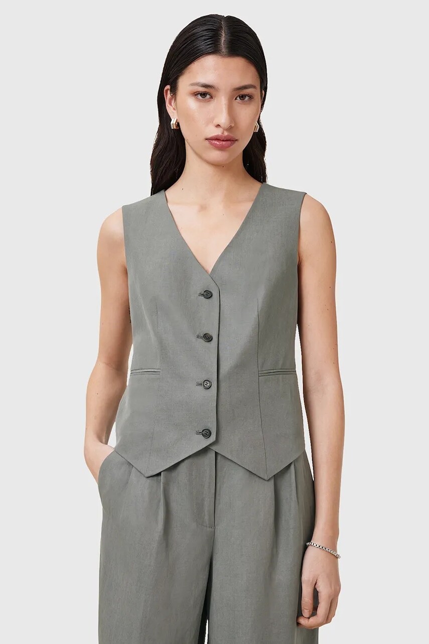 Vesta AllSaints AVERIE šedá farba, jednoradová, W044QC