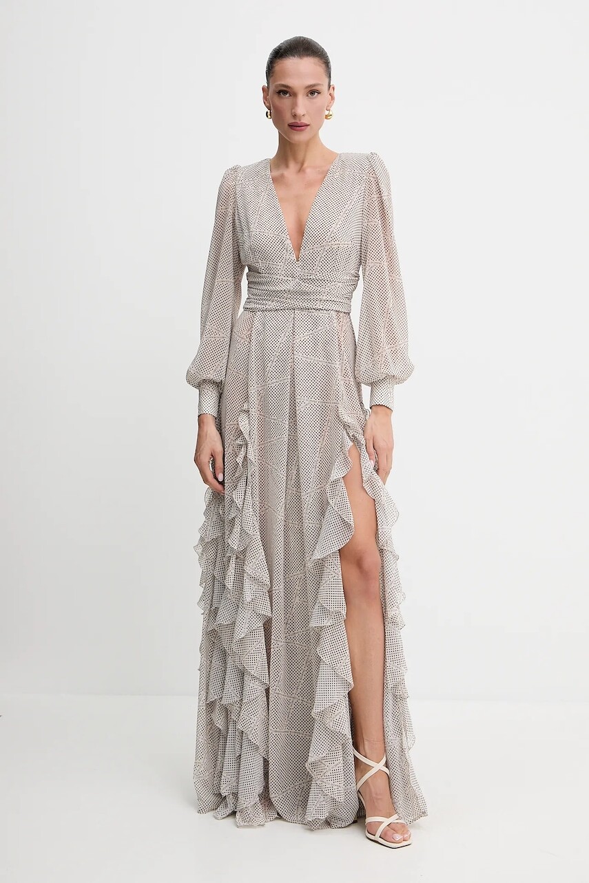 Šaty Elisabetta Franchi béžová farba, maxi, áčkový strih, ABRS252E2