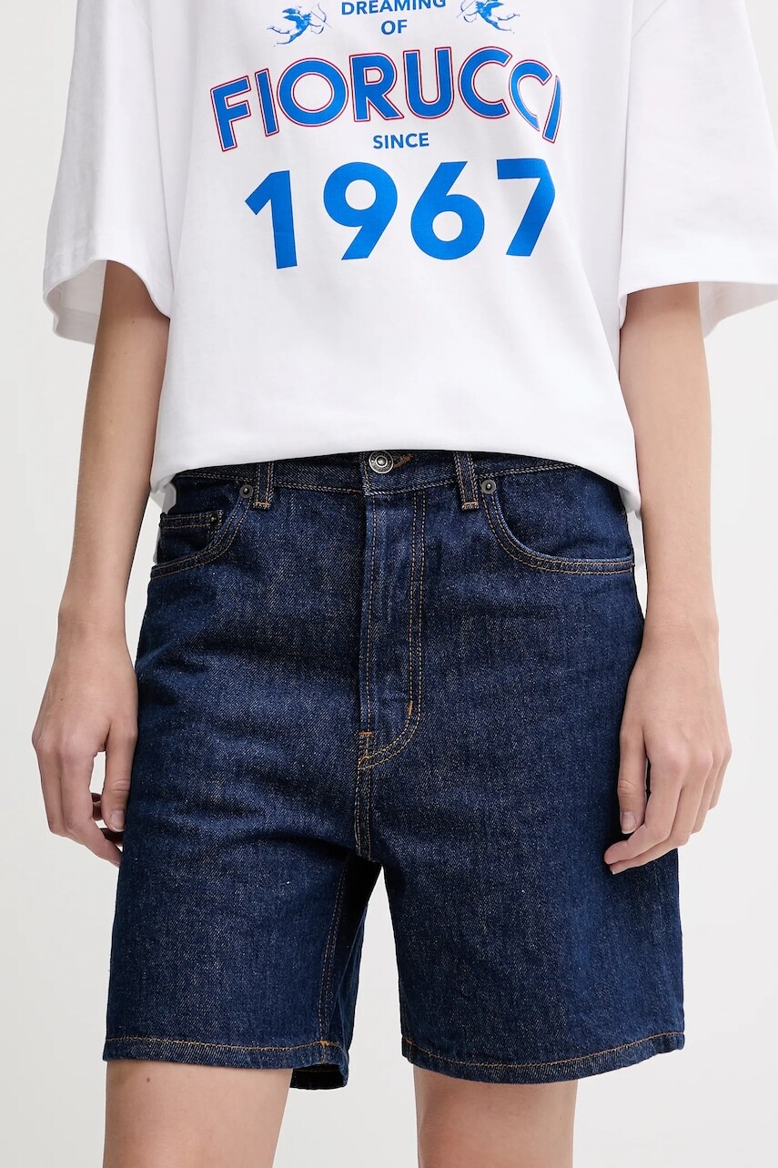 Rifľové krátke nohavice Fiorucci Deep Blue Denim Shorts tmavomodrá farba, jednofarebné, vysoký pás, W02SMDSH316DN01DN11