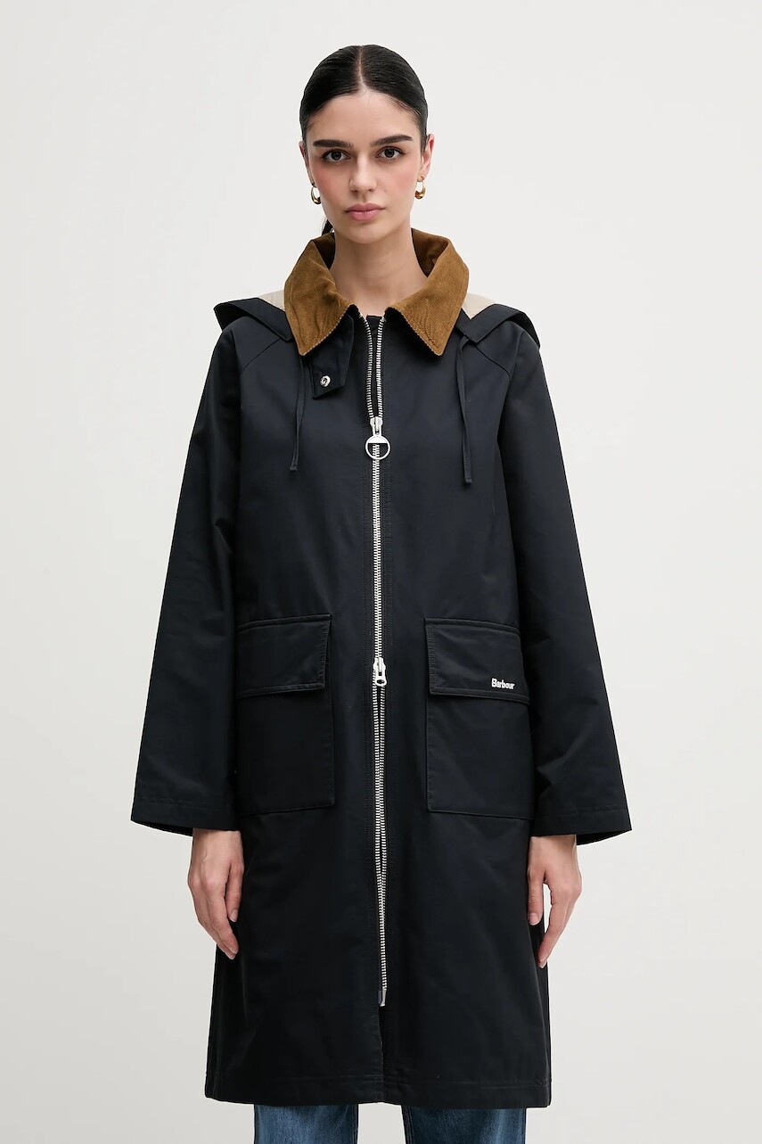 Bunda Barbour Jema tmavomodrá farba, prechodná, oversize, LSP0216NY91