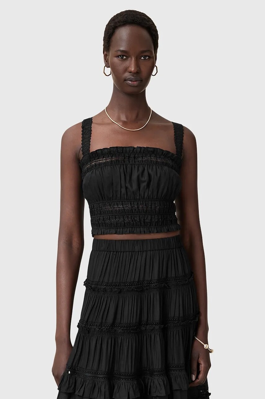Blúzka AllSaints TALIA čierna farba, jednofarebná, W070PC