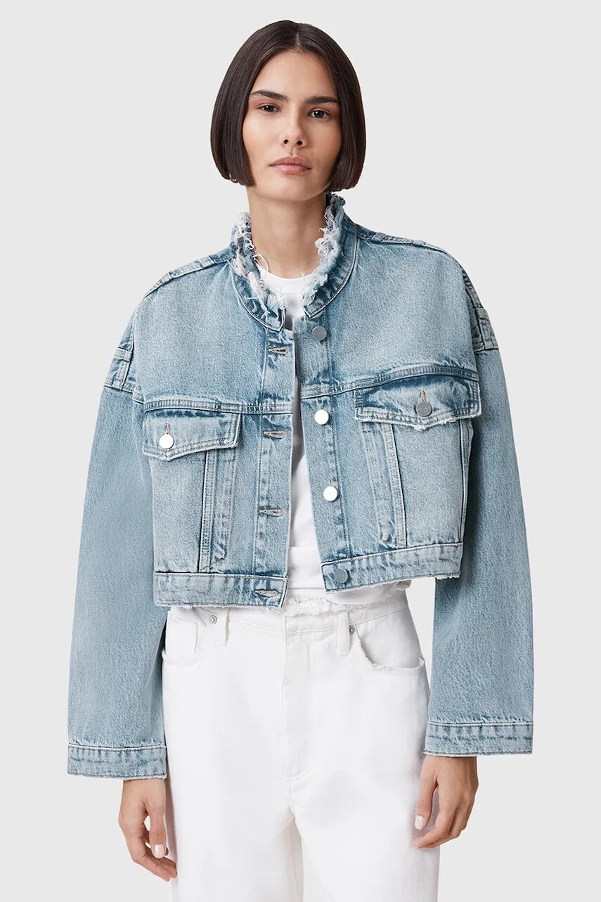 Bavlnená rifľová bunda AllSaints SONNY prechodná, oversize, W062OC